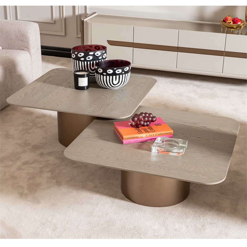 Michael Amini Canberra Short Cocktail Table - Light Ash
