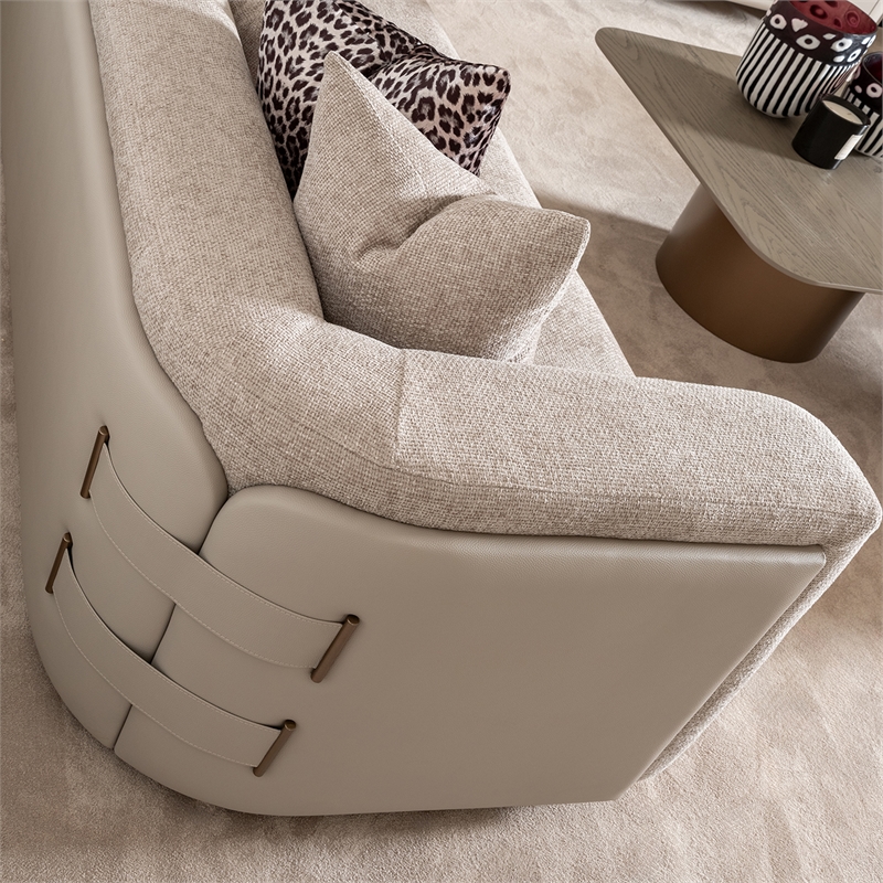 Michael Amini Canberra Chenille Sofa - Mink/Light Ash