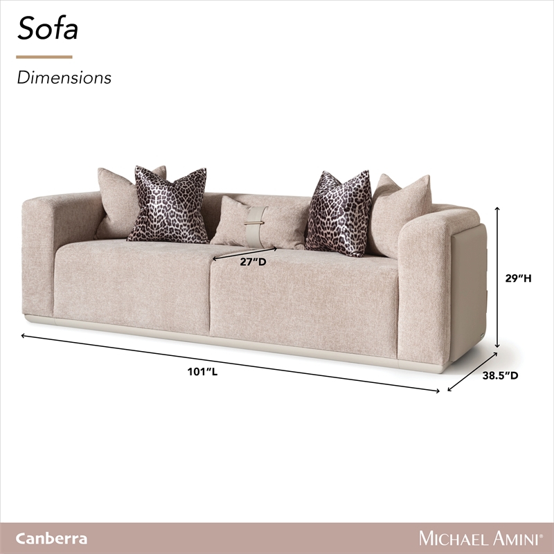 Michael Amini Canberra Chenille Sofa - Mink/Light Ash