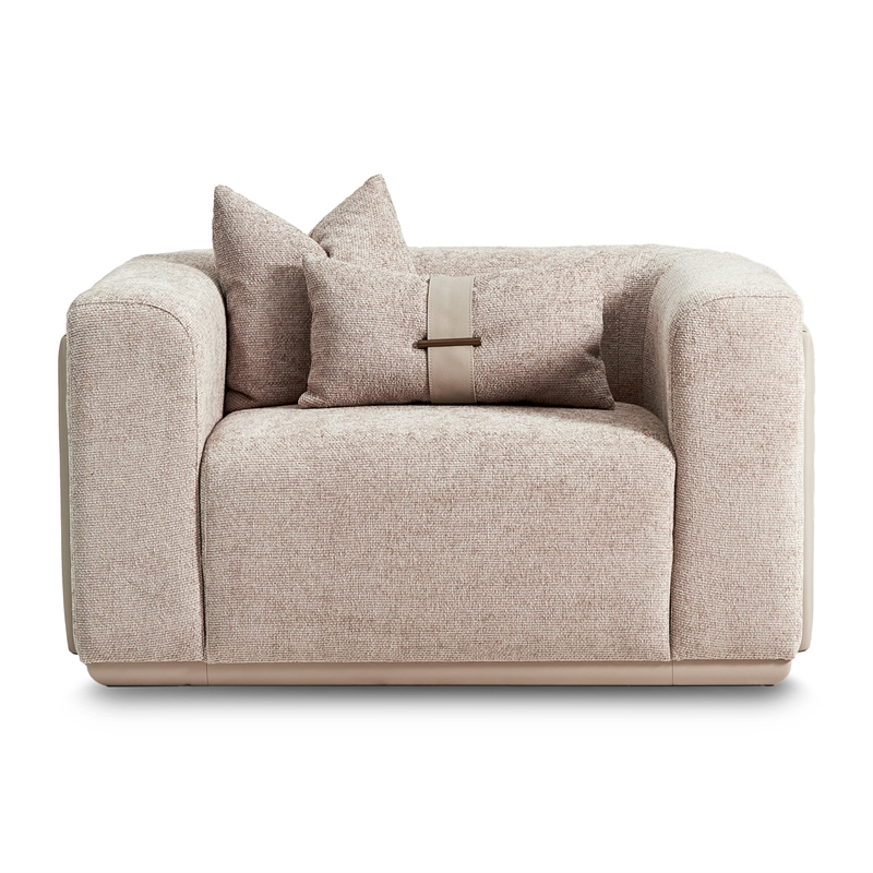 Michael Amini Canberra Chenille Chair and a Half - Mink/Light Ash