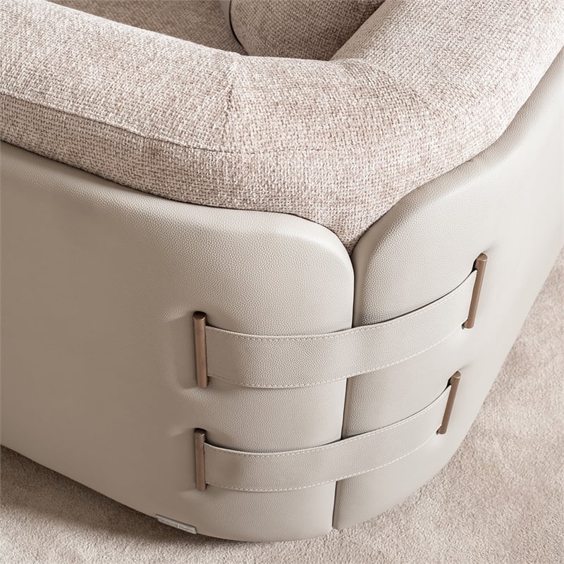 Michael Amini Canberra Chenille Chair and a Half - Mink/Light Ash