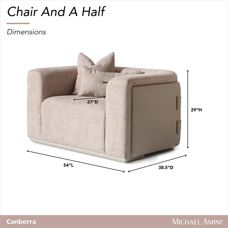 Michael Amini Canberra Chenille Chair and a Half - Mink/Light Ash
