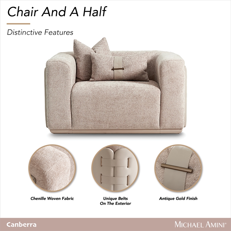 Michael Amini Canberra Chenille Chair and a Half - Mink/Light Ash