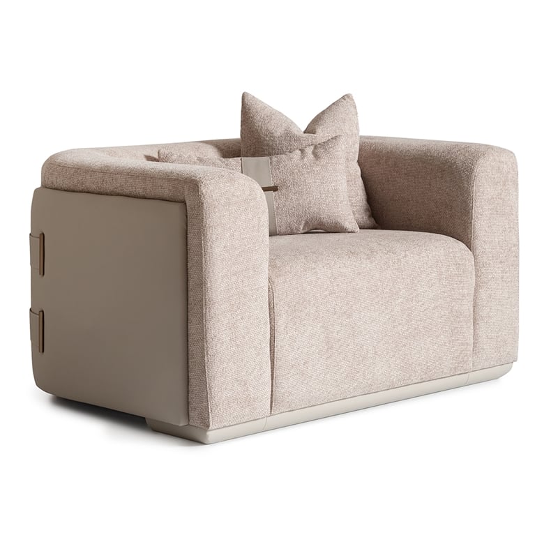 Michael Amini Canberra Chenille Chair and a Half - Mink/Light Ash