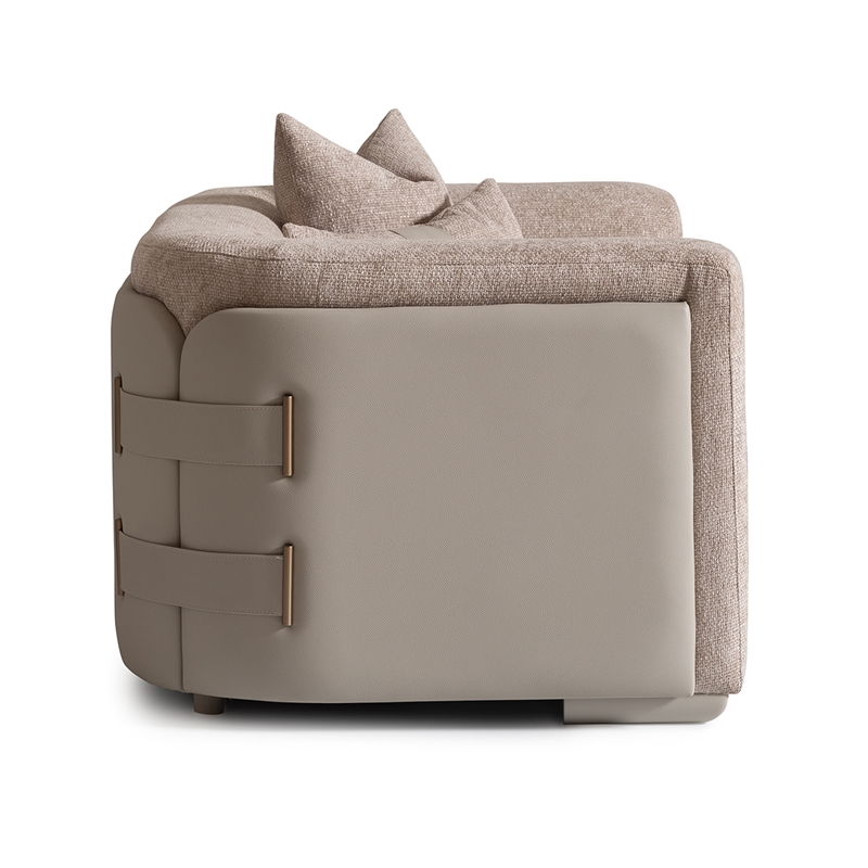 Michael Amini Canberra Chenille Chair and a Half - Mink/Light Ash