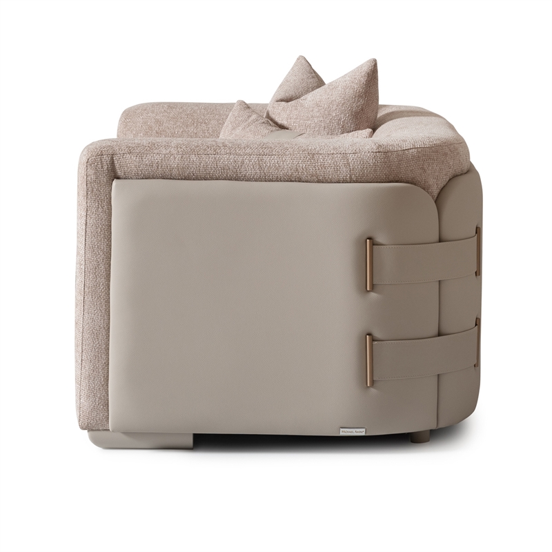 Michael Amini Canberra Chenille Chair and a Half - Mink/Light Ash