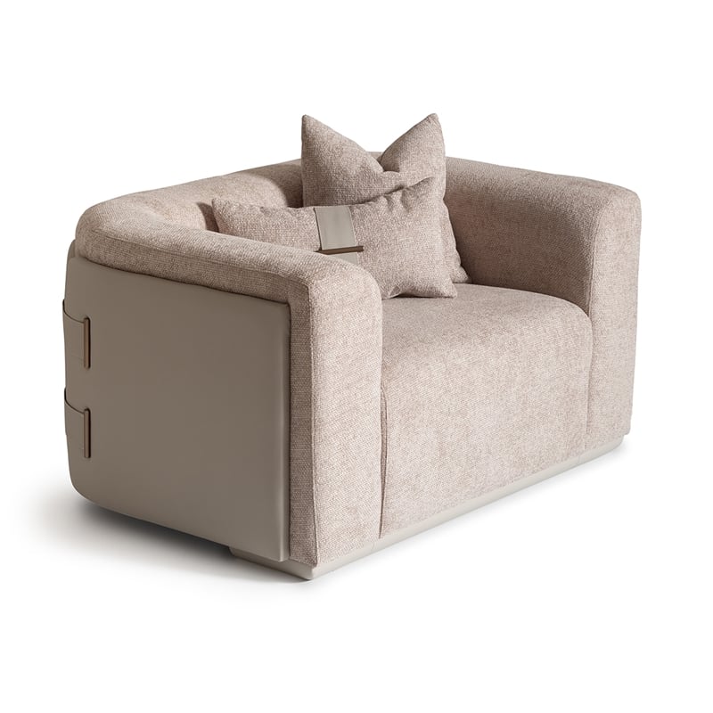 Michael Amini Canberra Chenille Chair and a Half - Mink/Light Ash