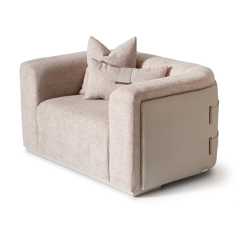 Michael Amini Canberra Chenille Chair and a Half - Mink/Light Ash