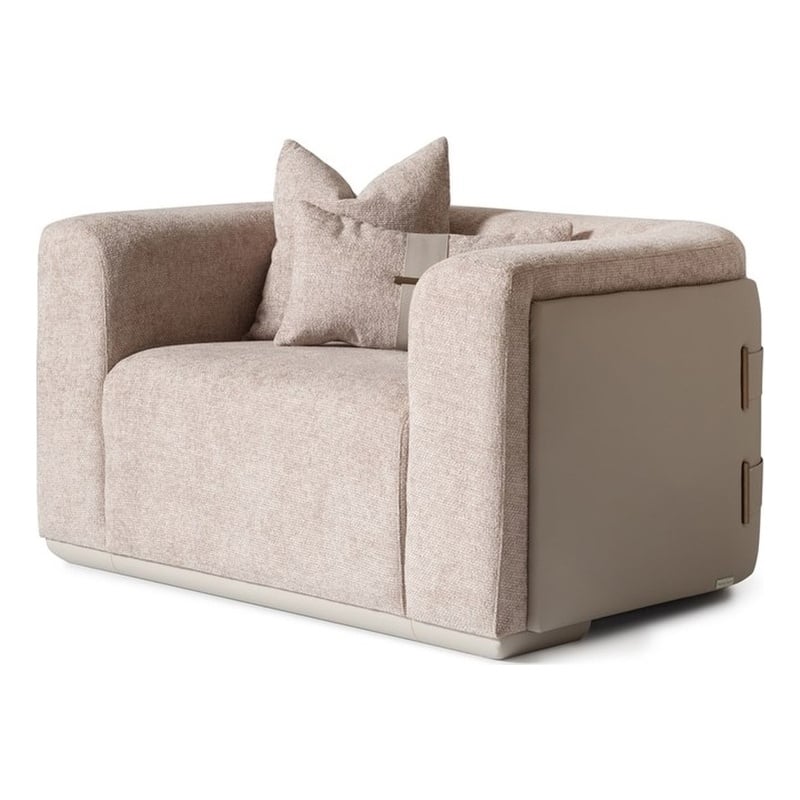 Michael Amini Canberra Chenille Chair and a Half - Mink/Light Ash