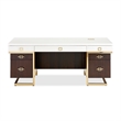 Michael Amini Belmont Place Desk and Chair Office Set in Cream/Espresso