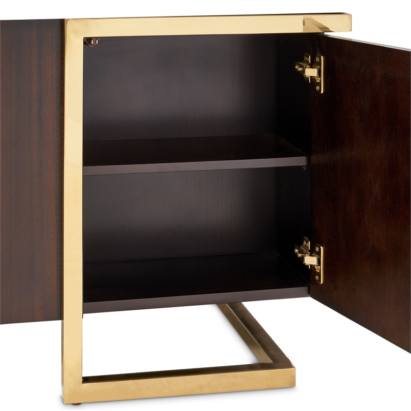 Michael Amini Belmont Place Desk and Chair Office Set in Cream/Espresso