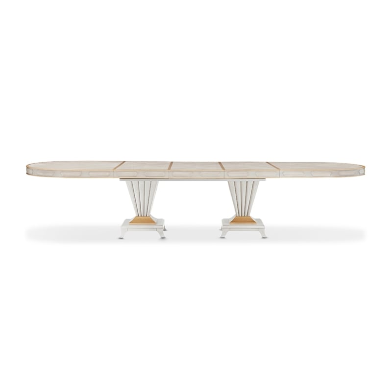 Michael Amini St. Charles 9-Piece Pedestal Dining Room Set - Dove Gray