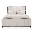 Paris Chic Queen Channel Tufted Velvet Bed - Ivory/Espresso