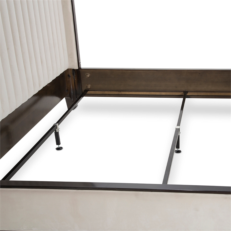 Paris Chic Queen Channel Tufted Velvet Bed - Ivory/Espresso