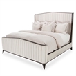 Paris Chic Queen Channel Tufted Velvet Bed - Ivory/Espresso