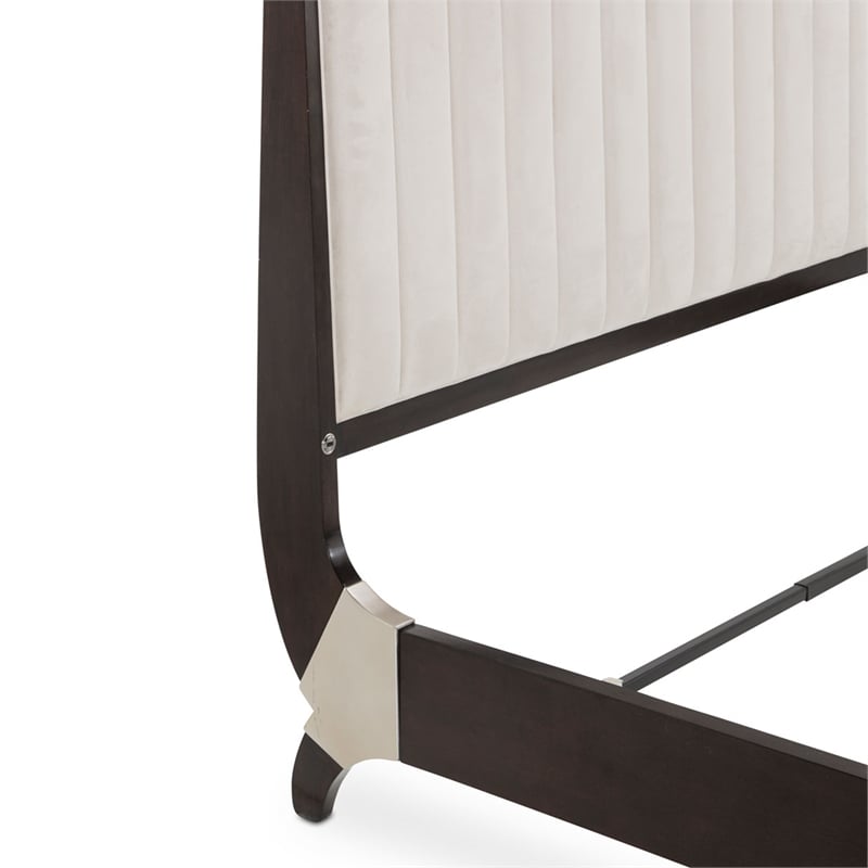 Paris Chic Cal. King Tufted Sleigh Bed - Doeskin/Espresso