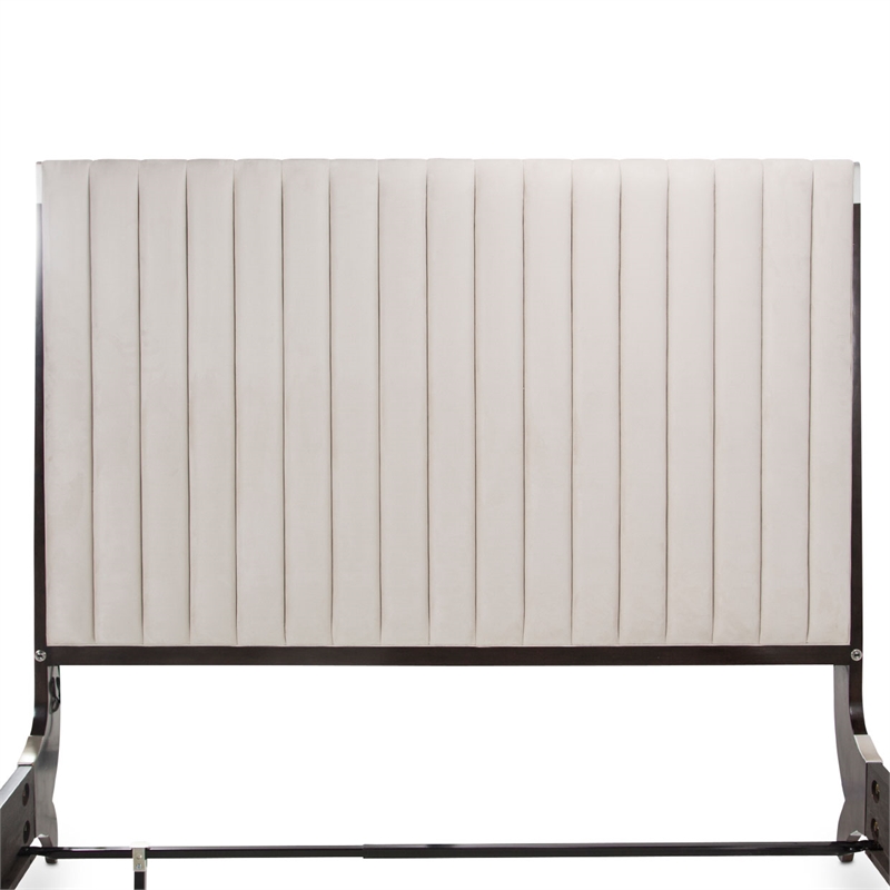 Paris Chic Eastern King Tufted Sleigh Bed - Doeskin/Espresso