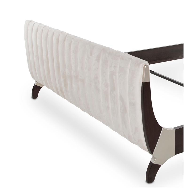 Paris Chic Eastern King Tufted Sleigh Bed - Doeskin/Espresso