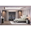 Paris Chic Eastern King Tufted Sleigh Bed - Doeskin/Espresso
