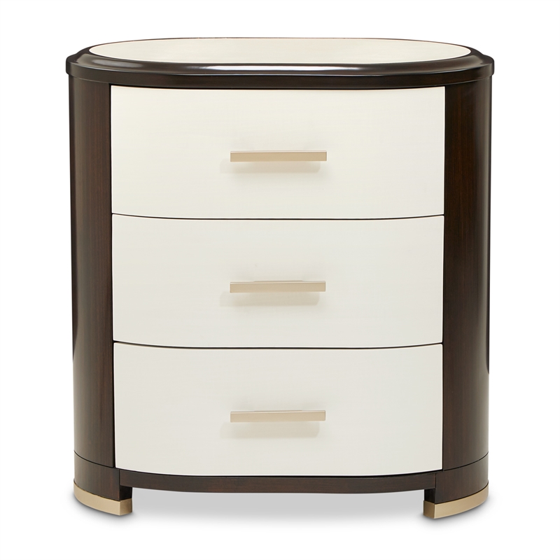 Paris Chic Wood & Marble Nightstand - Espresso