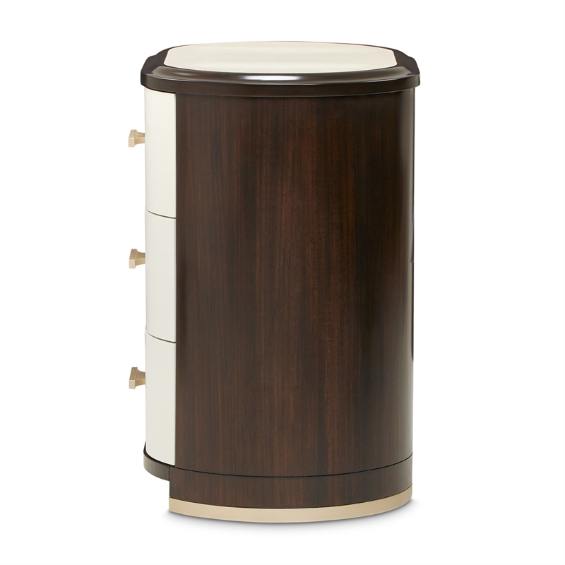 Paris Chic Wood & Marble Nightstand - Espresso