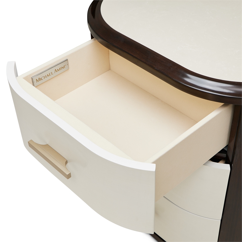 Paris Chic Wood & Marble Nightstand - Espresso