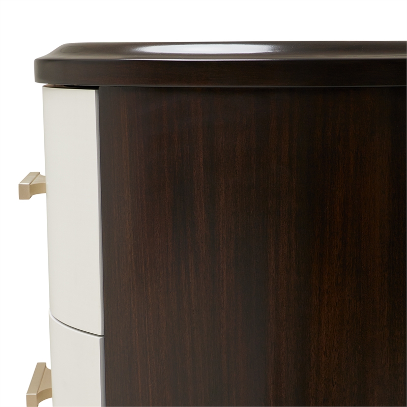 Paris Chic Wood & Marble Nightstand - Espresso