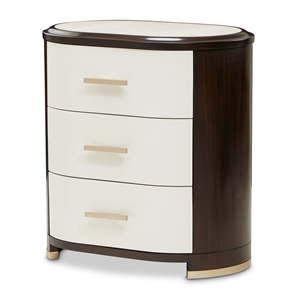 Paris Chic Wood & Marble Nightstand - Espresso