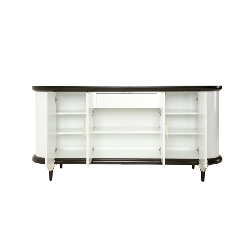 Paris Chic Wood & Marble Sideboard - White Anigre/Espresso