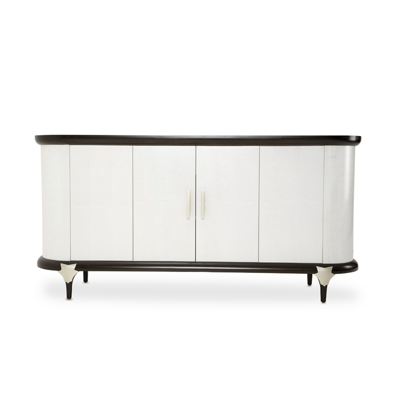 Paris Chic Wood & Marble Sideboard - White Anigre/Espresso