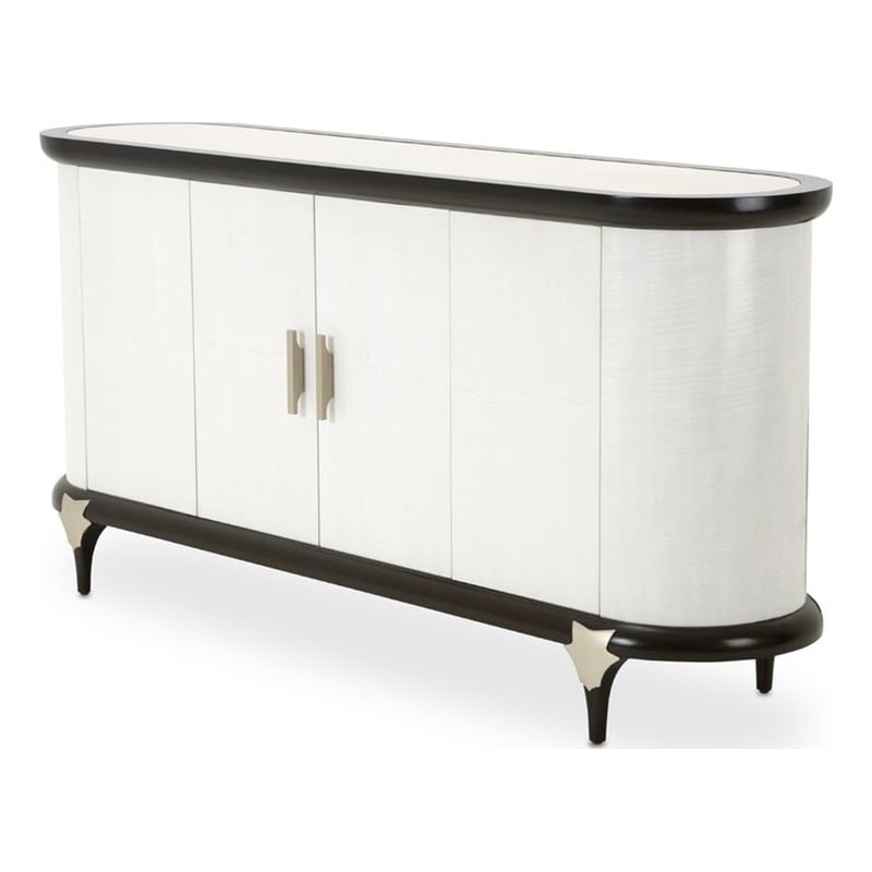 Paris Chic Wood & Marble Sideboard - White Anigre/Espresso