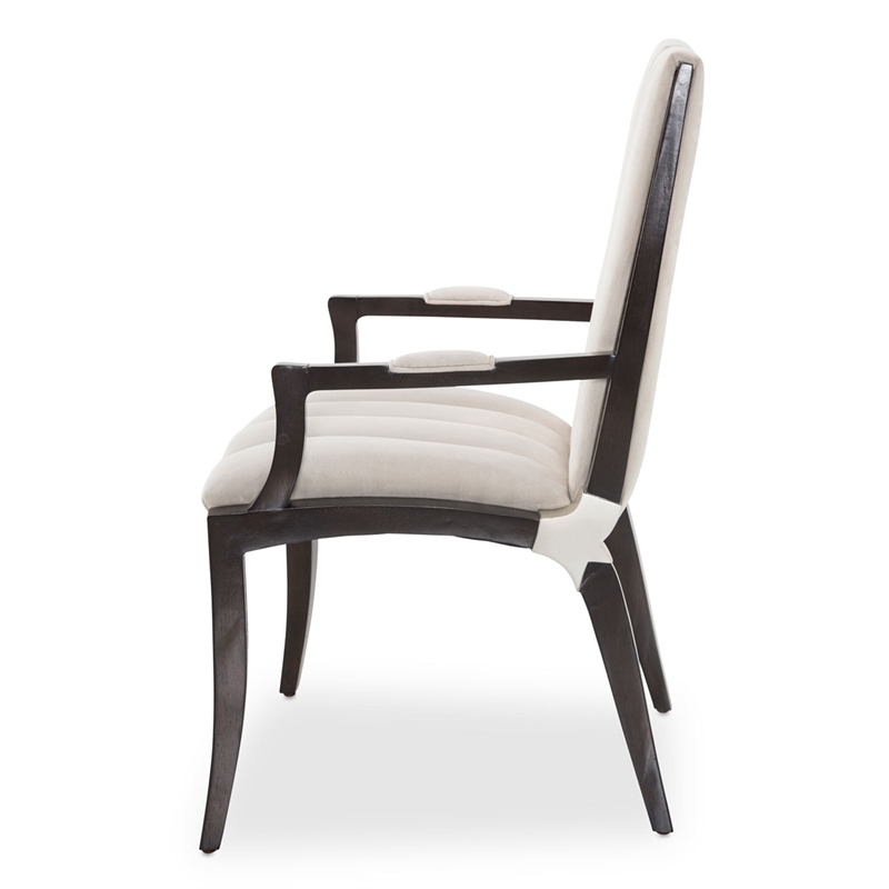 Michael Amini Paris Chic Dining Arm Chair - Doeskin/Espresso
