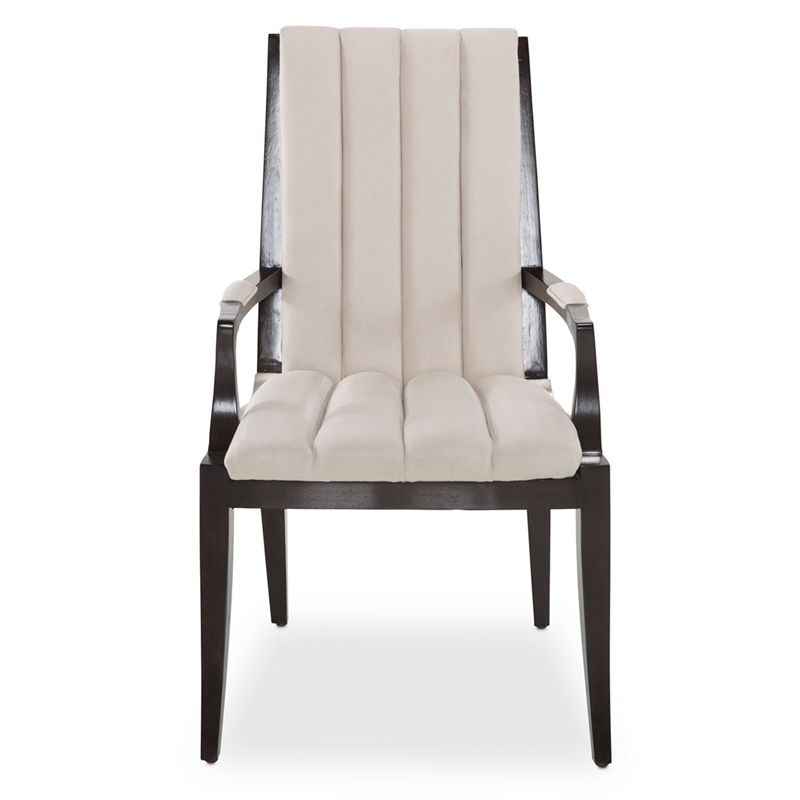 Michael Amini Paris Chic Dining Arm Chair - Doeskin/Espresso
