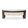 Michael Amini Paris Chic Marble & Wood Oval Cocktail Table in Espresso