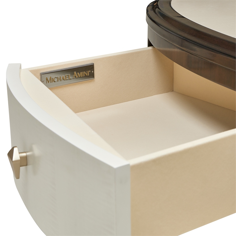 Michael Amini Paris Chic Marble & Wood Oval Cocktail Table in Espresso