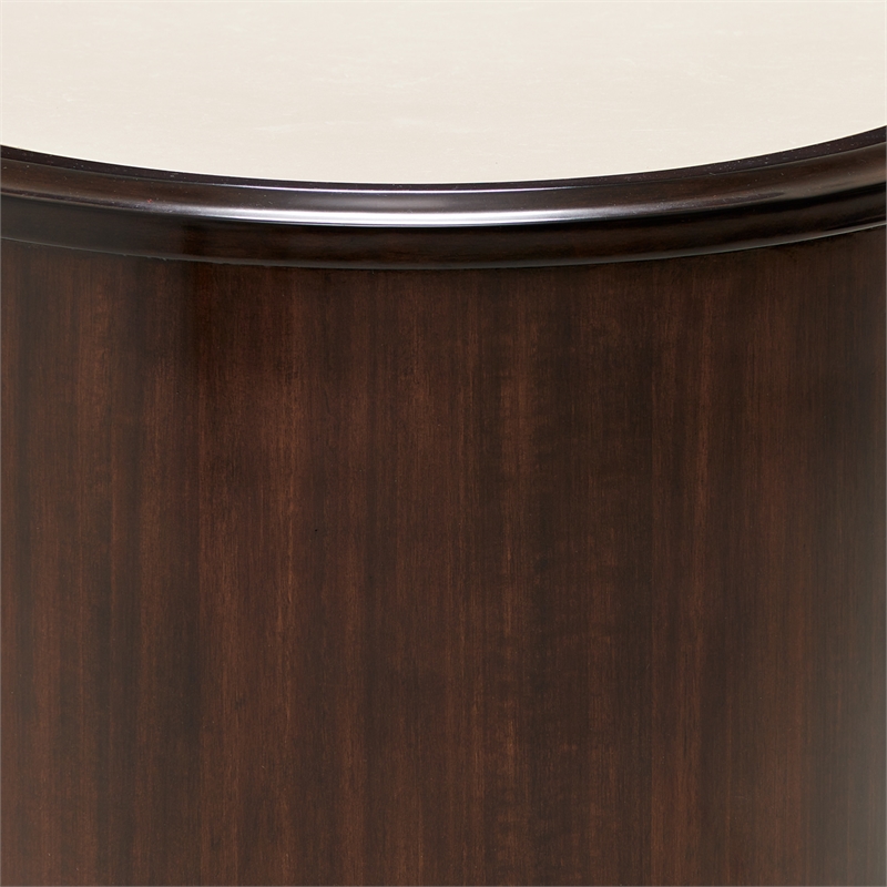 Michael Amini Paris Chic Marble & Wood Oval Cocktail Table in Espresso