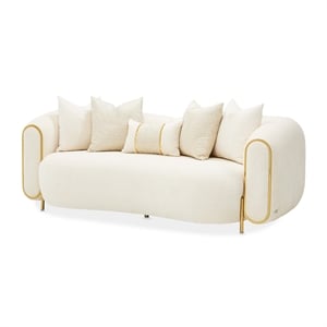 Michael Amini Sassani Chenille Loveseat - Crepe/Gold