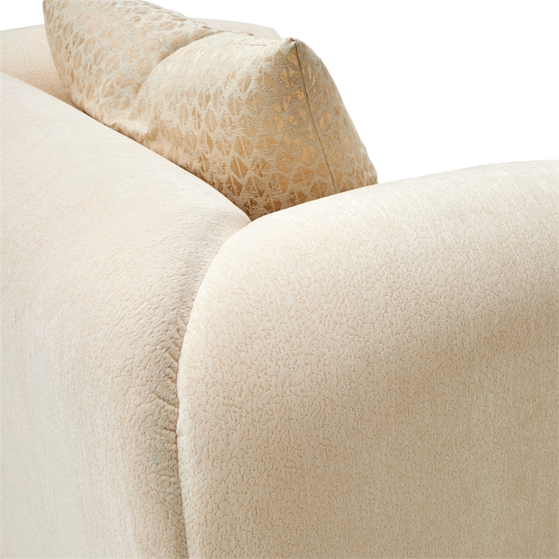 Michael Amini Sassani Chenille Accent Chair - Crepe/Gold