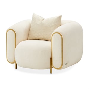 Michael Amini Sassani Chenille Accent Chair - Crepe/Gold