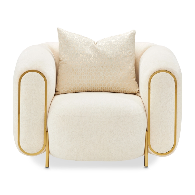 Michael Amini Sassani Chenille Accent Chair - Crepe/Gold