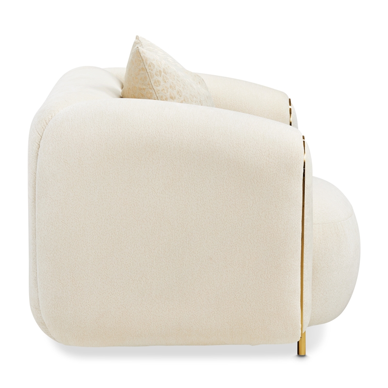 Michael Amini Sassani Chenille Accent Chair - Crepe/Gold