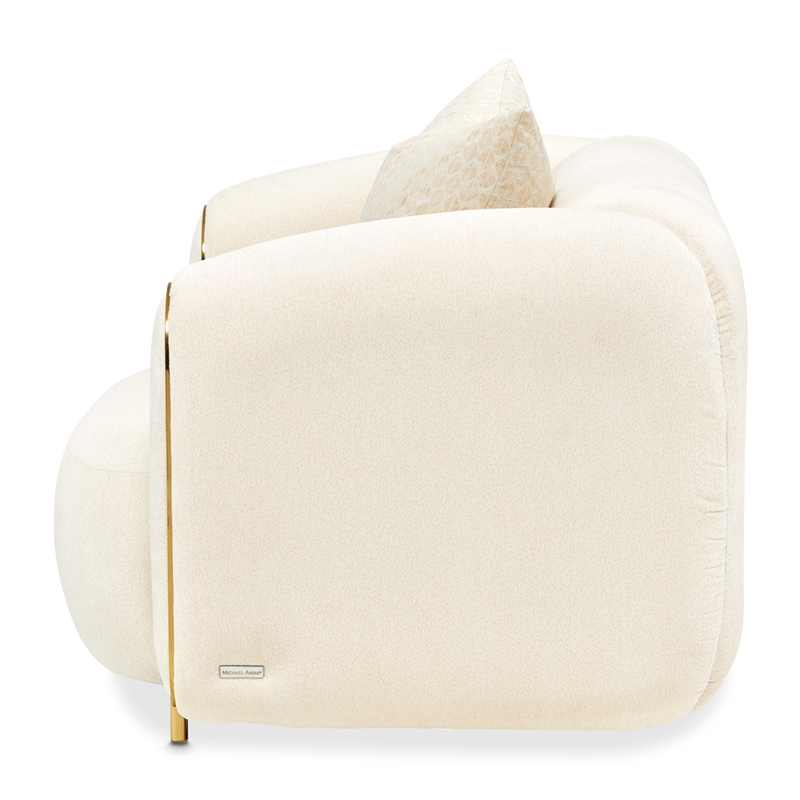 Michael Amini Sassani Chenille Accent Chair - Crepe/Gold