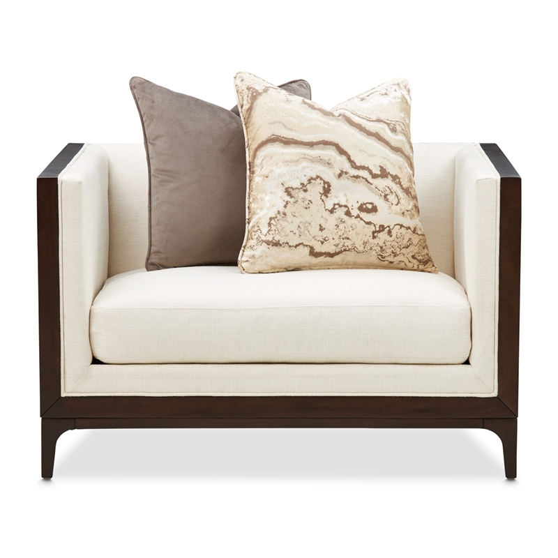 Michael Amini Belmont Place Matching Accent Chair in Cream/Espresso