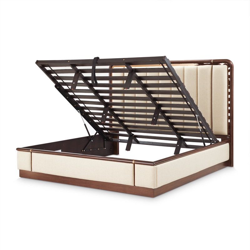 Mason Park King Lift Up Storage Bed - Beige/Umber