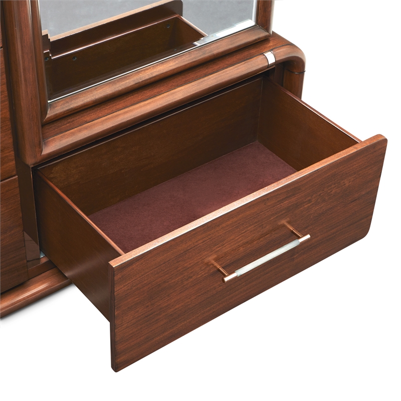 Mason Park Offset Chest with Storage Mirror - Umber Brown