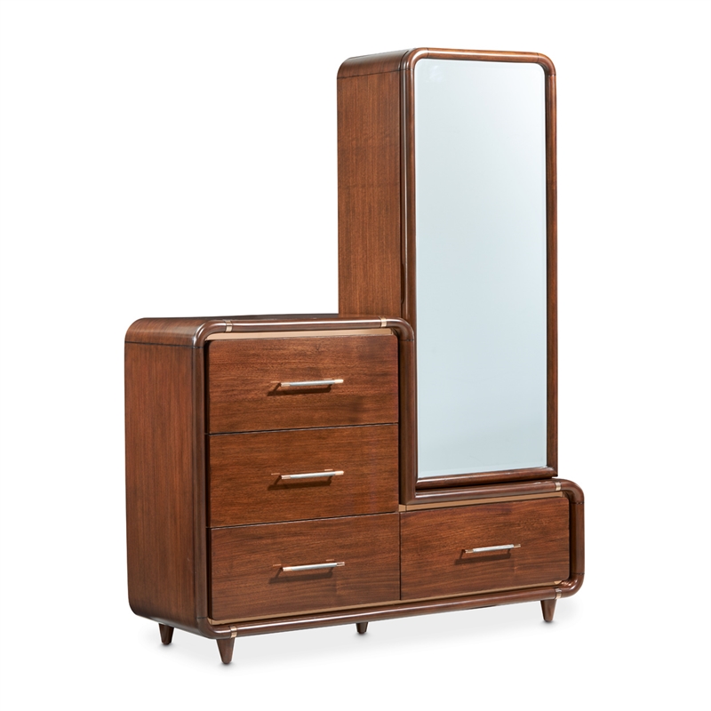 Mason Park Offset Chest with Storage Mirror - Umber Brown