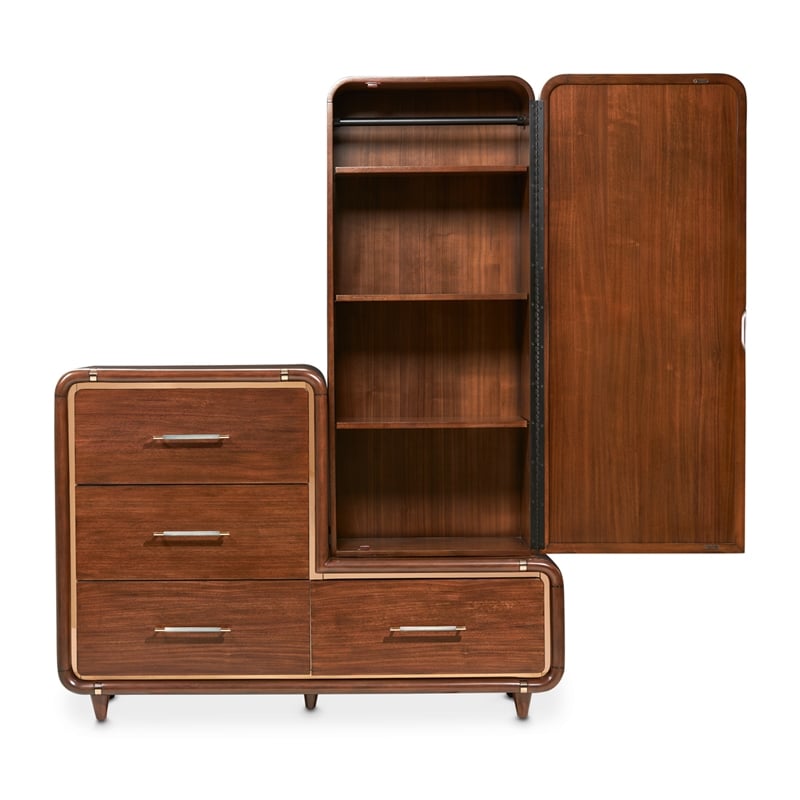 Mason Park Offset Chest with Storage Mirror - Umber Brown