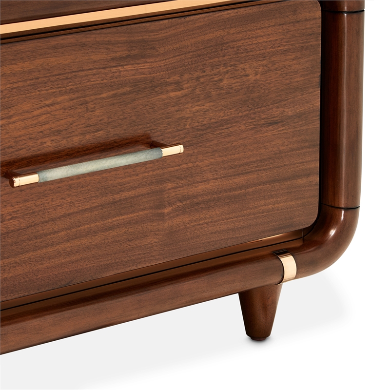Mason Park Offset Chest with Storage Mirror - Umber Brown