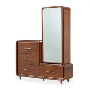 Mason Park Offset Chest with Storage Mirror - Umber Brown