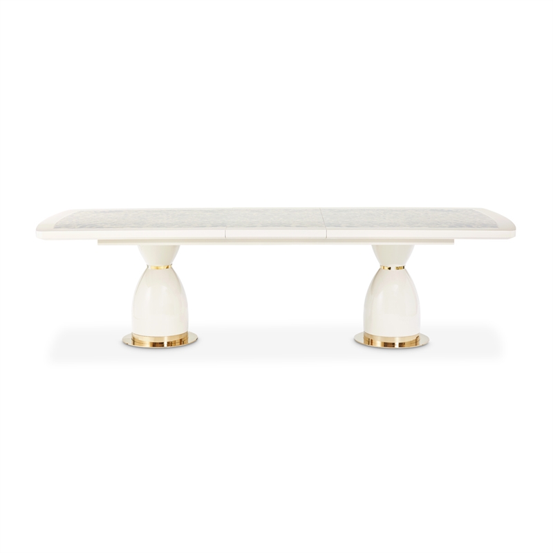 Lisbon Double Pedestal Dining Table - Silken Matte Cream